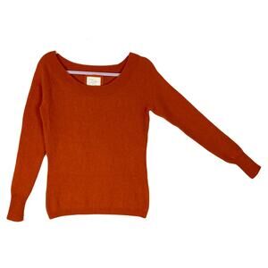 NWOT OLD NAVY Sweater L Cashmere Orange Red Round-Neck Ribbed-Edges Long-Sleeve
